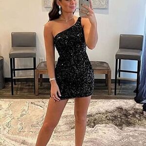 BLACK SEQUIN MINI DRESS